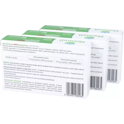 ZESTAW: 3 x Naturell Czosnek Max bezzapachowy, 90 kapsułek