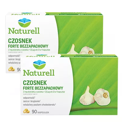 [Zestaw] Naturell Czosnek FORTE - bezzapachowy, kapsułki, 90 sztuk + poradnik wsparcia odporności