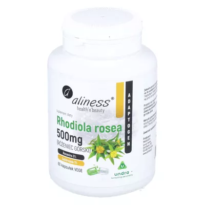 Aliness - Rhodiola Rosea 500 mg, wsparcie pracy układu krwionośnego, 60 kapsułek