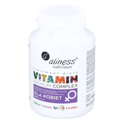 Aliness - Vitamin Premium Complex, zestaw witamin i minerałów dla kobiet, 120 tabletek