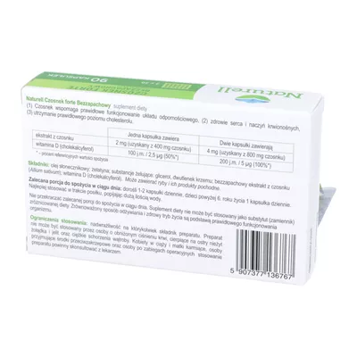 Naturell Czosnek FORTE - bezzapachowy, kapsułki, 90 sztuk + poradnik wsparcia odporności