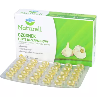 Naturell Czosnek FORTE - bezzapachowy, kapsułki, 90 sztuk + poradnik wsparcia odporności