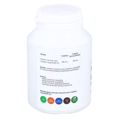 Aliness - maca ekstrakt, 600 mg, sprawność seksualna, 100 kapsułek