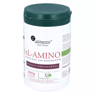 Aliness - El-Amino, kompleks aminokwasów, gorzka pomarańcza, 200 g