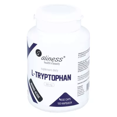 Aliness - L-Tryptophan 500 mg, stres i uspokojenie, 100 kapsułek