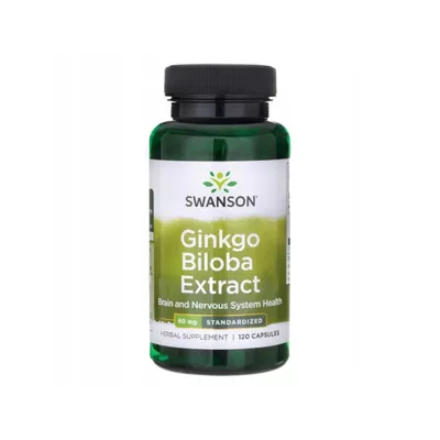 Swanson Ginkgo Biloba - wspiera prawidłowe funkcjonowanie układu krążenia, 120 kapsułek