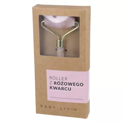 Easy Livin - Roller do masażu twarzy z różowego kwarcu, 1 sztuka